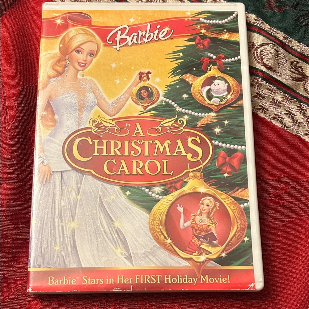 Barbie A Christmas Carol DVD with Red and Gold Accents